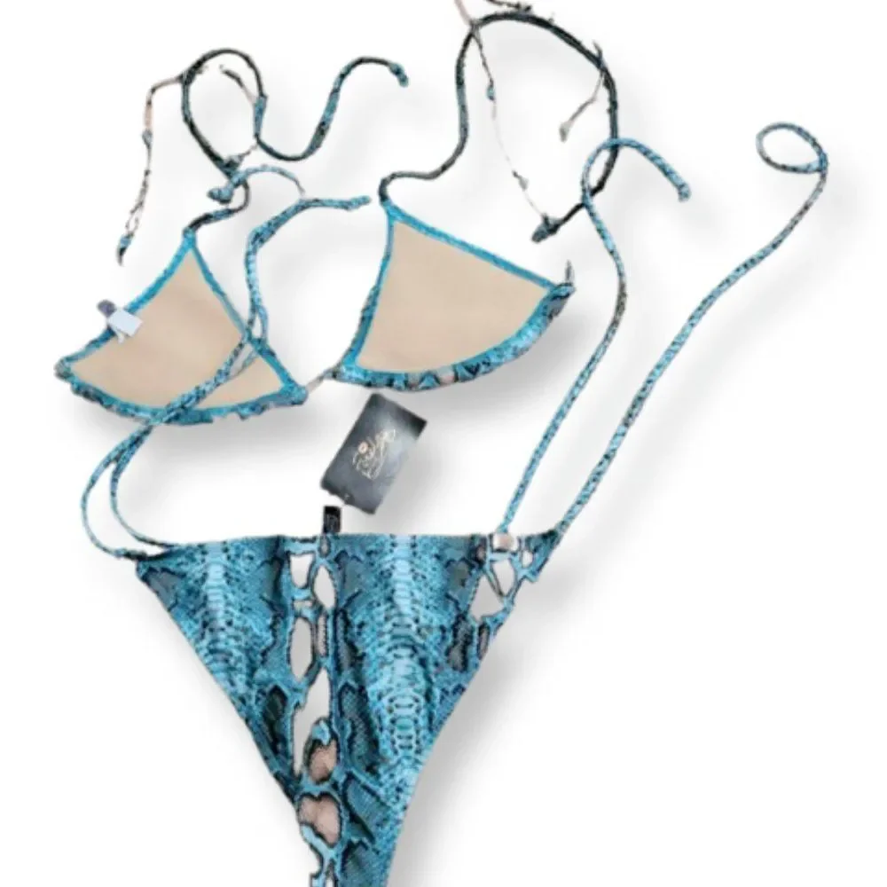 ❤️🎉HOST PICK🎉❤️!! NWT SEXY AQUA SNAKEPRINT BIKINI! - Picture 4 of 7